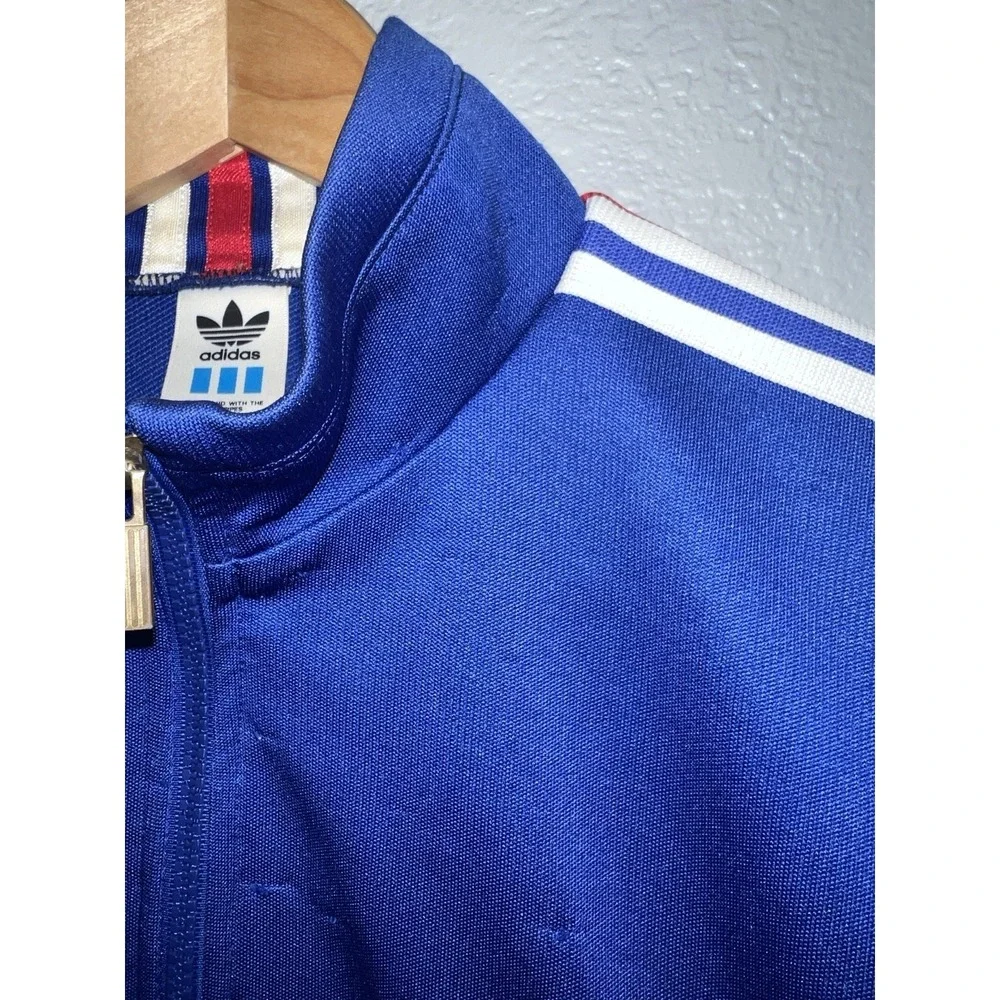 Adidas Track Jacket Men's Large White And Blue Y2K Hip Hop Preppy 90's 80's